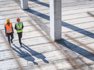 High Angle View of Construction Site Colleagues